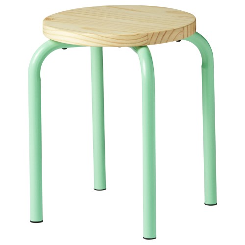 DOMSTEN Stool - light green/pine