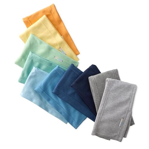 Bailey 10-Pack Burp Cloths 100% Organic Cotton Knit for Newborn & Baby Boys & Girls, Sunny Blue Rainbow, One Size