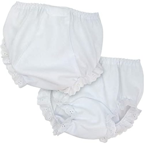 I.C. Collections Baby Girls White Double Seat Diaper Cover Bloomers, Size NB