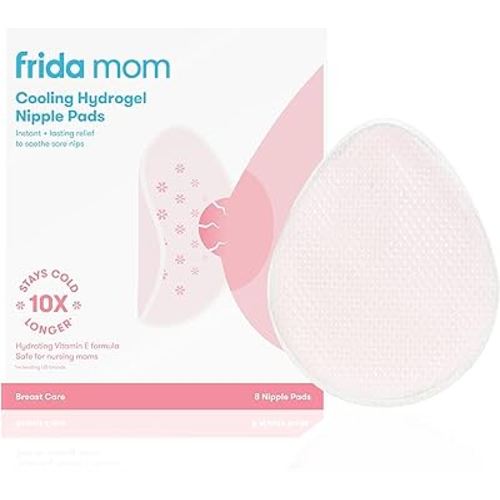 Frida Mom Cooling Hydrogel Nipple Pads - Soothing Nursing Pads, Made for Sore Nipples, Breastfeeding Essentials for Mom, 8 Count