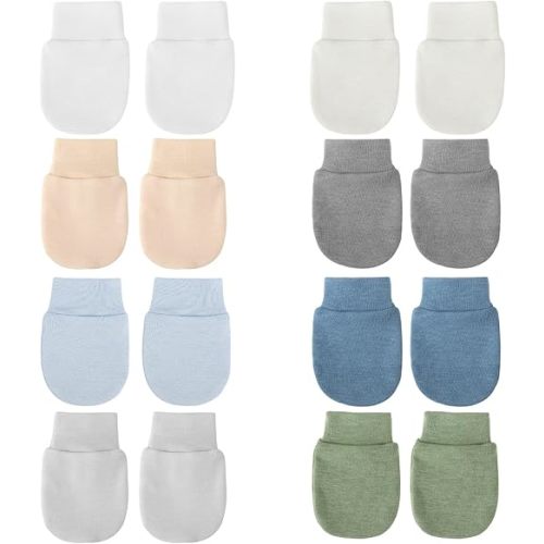 BQUBO Newborn Infant Toddler Mittens No Scratch Cotton Elastic Wrist Gloves Hypoallergenic for 0-6 Months Baby Boys Girls