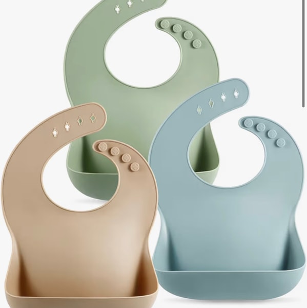 PandaEar Set of 3 Silicone Baby Bibs Waterproof, Soft, Unisex, 10-72 Months