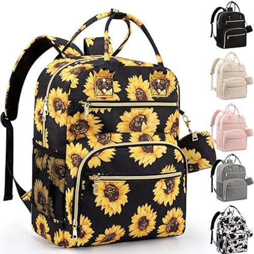 Diaper Bag Backpack,Baby Essentials Diapers Bag with Pacifier Case,Multipurpose Stylish Large Capacity Travel Backpack for Baby Girl/Boy(M-Sunflower)