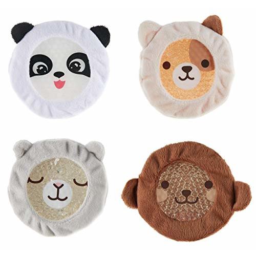 INDIGO CHILD : Premium Dual Action Hot or Cold Gel Packs | 4 Pack | Soft Plush Fabric Sleeves |Our Adorable Zoo Animals Design | Durable Gel Bead Wrap