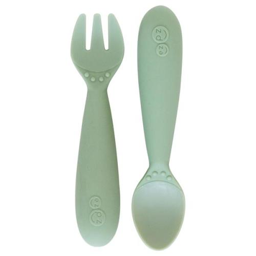 EZPZ Sage Mini Utensils Fork & Spoon Silicone Baby Feeding Set