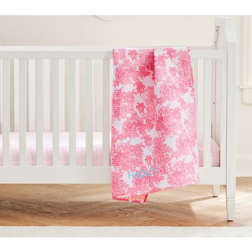 Lilly Pulitzer Anniversary Toile Baby Quilt