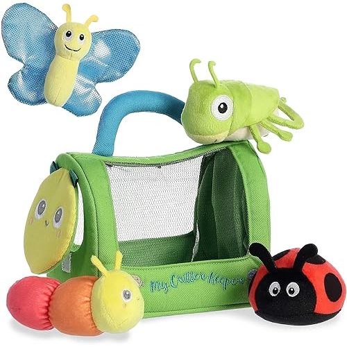 Aurora® Engaging Baby Talk™ My Critter Keeper™ Baby Stuffed Animal - Sensory Delight - Interactive Learning - Multicolor 8 Inches
