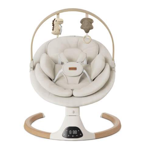 Baby Swings for Infants, Monamii Baby Swing, Infant Swing with 5 Speeds, 10 Lullabies, Electric Swing for Baby, Indoor & Outdoor Use (Beige)