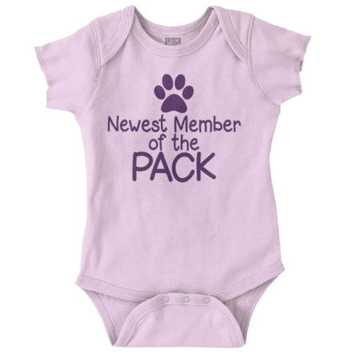 Newest Member Of The Pack Paw Print Romper Boys or Girls Infant Baby Brisco Brands NB