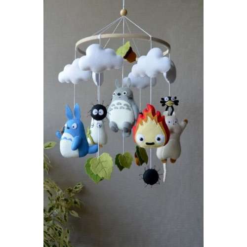 Anime Baby Mobile Forest Spirit Felt , Neutral Crib Decor OPTION 2