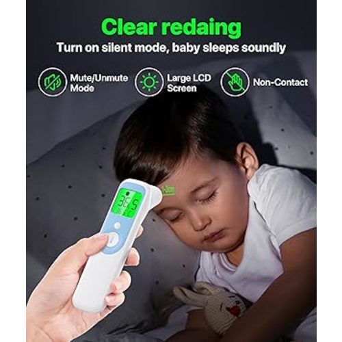 Forehead and Ear Thermometer, Forehead Thermometer for Adults and Kids, Digital Infrared Thermometer Gun with Fever Alarm, Fast Accurate Results, Easy for All Ages