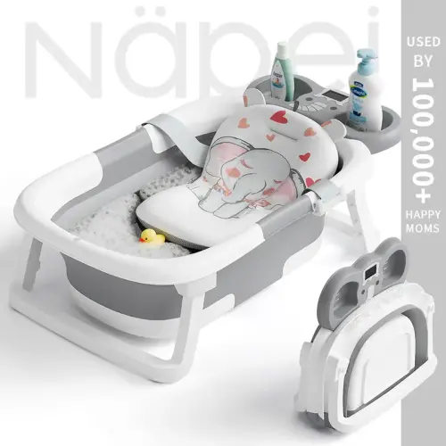 Napei Collapsible Baby Bathtub with Real-Time Temp Monitor, Floating - TikTok Shop