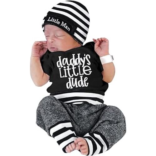 Newborn Infant Baby Clothes Long Sleeve Romper + Pants + Hat 3PCS Outfits Set