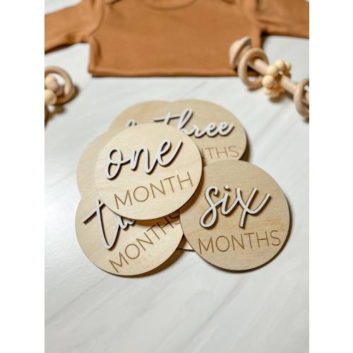 3D Wooden Monthly Milestone Discs for Baby Photos  Monthly - Etsy