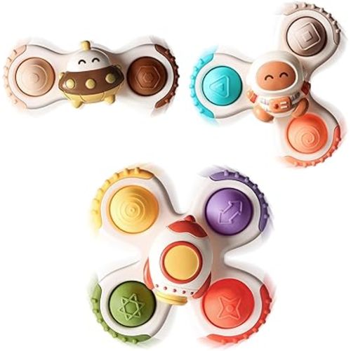 ALASOU 3PCS Pop Suction Cup Spinner Toys for 1 Year Old Boy Girl|Novelty Spinning Tops Toddler Toys Age 1-2|Sensory Baby Toys for Toddlers 1-3|12 18 Months Boy Birthday Gift for Infant
