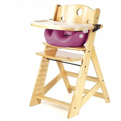 Keekaroo Height Right Highchair with Insert & Tray - Rasberry - Natural Base