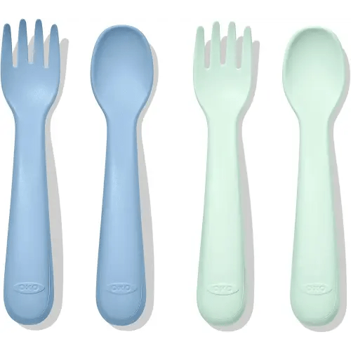 OXO Tot Plastic Fork and Spoon Set - Opal and Dusk