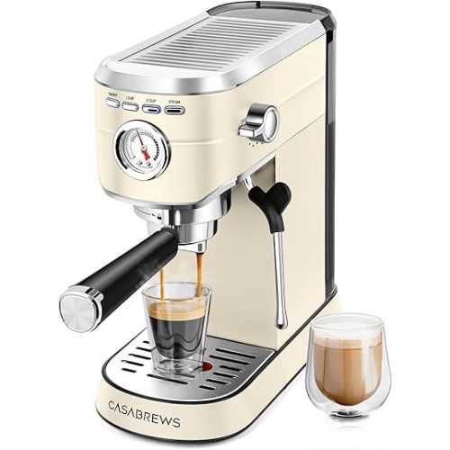 CASABREWS CM5418 Espresso Machine 20 Bar, Espresso Maker with Milk Frother Steam Wand, Stainless Steel Espresso Coffee Machine with 34oz Removable Water Tank, Creamy