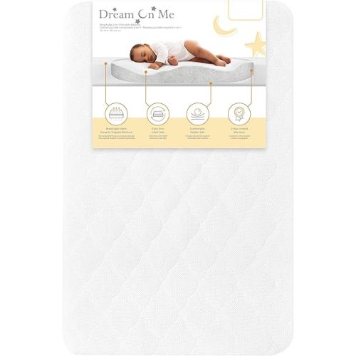 Evolur Rest EZ 2-in-1 Mini Crib Mattress – Dual-Sided Comfort, Water-Resistant White Cover, GREENGUARD Gold Certified, Crafted from Recycled Sustainable Materials, Proudly Made in USA