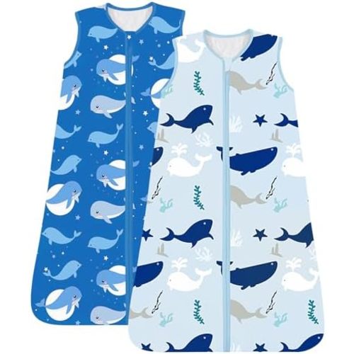 Baby Sleep Sack, 1.0 TOG Cozy Wearable Blanket, Soft Sleeping Bag with Zipper, Toddler Sleep Sack 0-3-6-12-24-4T, 2-Pack