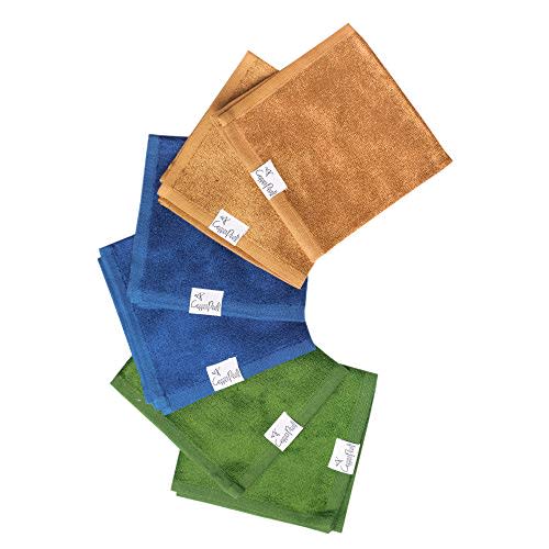 Copper Pearl 6 Ultra Soft Baby Bath Washcloths Premium Large Soft River (Blue/Brown/Green) 11" x 11" Towels