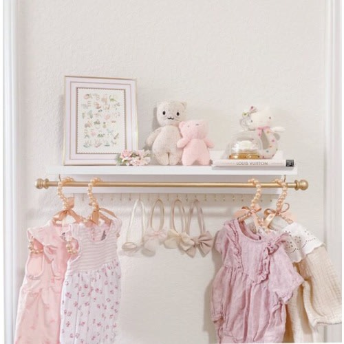 Headband and Bow Holder Shelf with Rod and Hooks, Baby Girl Nursery Decor, Baby Girl Shower Gift, Headband Holder, Jewelry Organizer