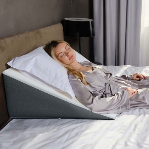Kolbs Bed Wedge Pillow with Memory Foam Top | Stylish Chic Jacquard Cover | Wedge Pillow for Sleeping and Acid Reflux, Heartburn, and GERD Pillow – Snoring Pillow