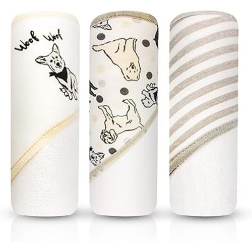 MODERN BABY 3 Pack Hooded Baby Bath Towel Set for Newborns Infants & Toddlers, Boys & Girls Baby Hooded Towels