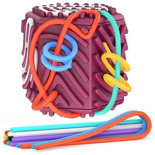 3D Upgraded Silicone Sensory Board with Built-in Storage – Fidget Travel Toys for Kids & Toddler, ADHD Autism Anxiety Relief Items (Red)