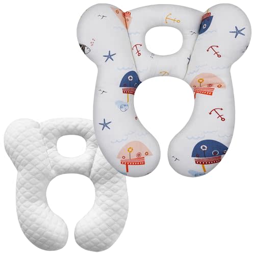 ZHOMA Baby Travel Pillow, Upgrade U-Shape Infant Pillow for Car Seat Pushchair and Stroller, Soft Comfortable Sleep Cushion for Kids Newborn and Toddler -Starfish White