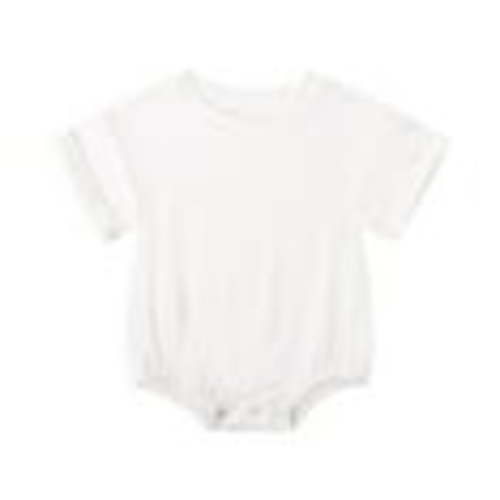 Lenago Organic Cotton Baby Boy Bubble Romper Solid Crewneck Short Sleeve Oversized One-Piece TShirt Onsies Top Summer Clothes