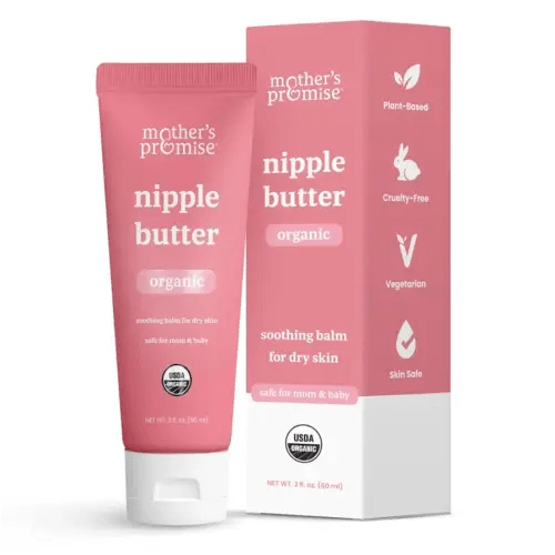 Organic Nipple Butter for Breastfeeding Mothers | Lanolin Free Nipple Cream, Safe for Nursing Moms & Babies | No Need to Wash Balm for Dry Skin & Breast Feeding, Breastfeeding Essentials