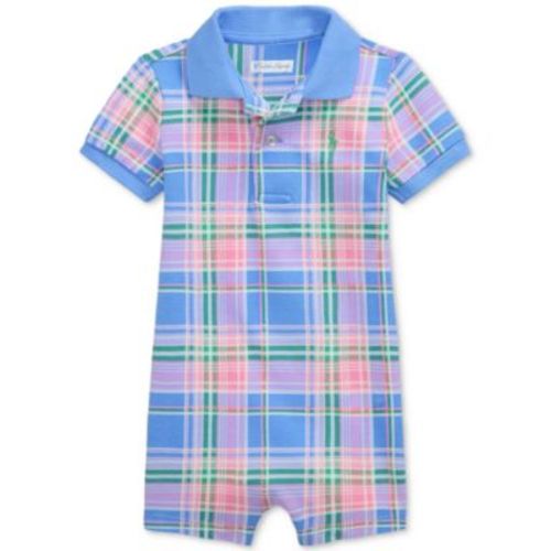 Baby Boys Plaid-Print Cotton Mesh Polo Shortall