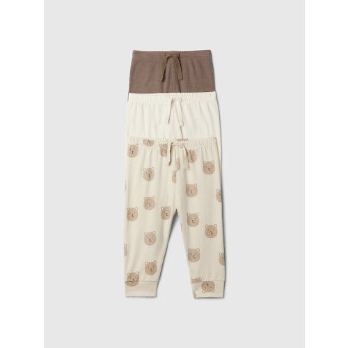 Baby First Favorites Pull-On Pants (3-Pack) in bear print, size: 0-3 M