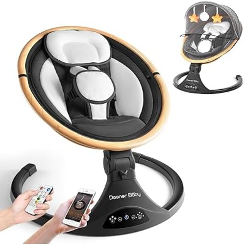 Baby Swings Baby Swings for Infants to Toddler, Baby Swings for Newborns, Electric Portable Baby Swing with 5 Speeds, 5-Point Harness,3 Seat Positions (Black)