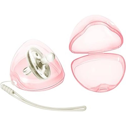Pacifier Case,2 Pack BPA Free Pacifier Holder Case with Lanyard for Diaper Bag,Pacifier Container Box for Baby Binky Nipple Travel,Essential Pacifier Accessories,Easy to Clean,Pink