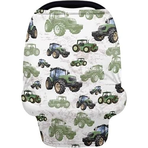 Binienty Womens Nursing Cover Breastfeeding Scarf, Truck Tractor Print Baby Car Seat Covers Multi Use Newborn Carrier/Stroller/Shopping Cart, Girl Boy Stroller Cover Gifts
