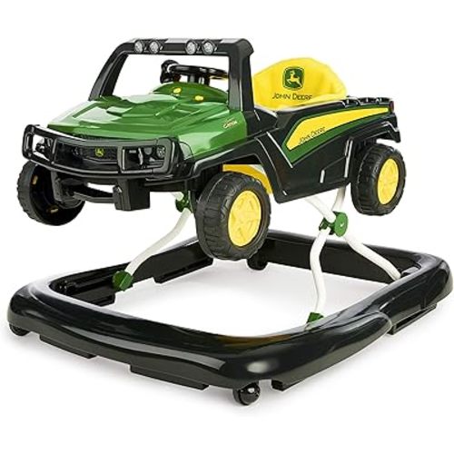 Bright Starts John Deere 4-in-1 Gator Green Baby Activity Center & Push Walker with Removable Interactive Steering Wheel Toy, 6 Months and up