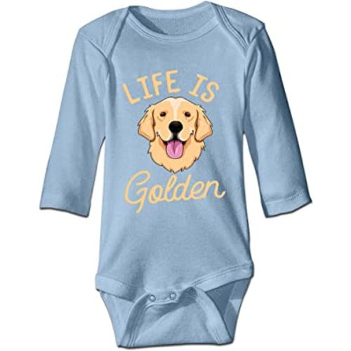 DOQOSESHY Life is Golden(Golden Retriever) Infant Short Sleeve 100% Cotton Bodysuit/Long Sleeve Romper/Sleeveless Jumpsuit