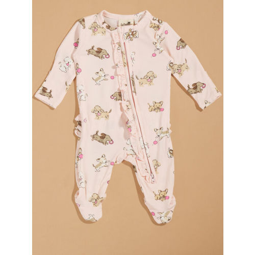 Puppy Love Ruffle Footie in Pink | Tullabeew