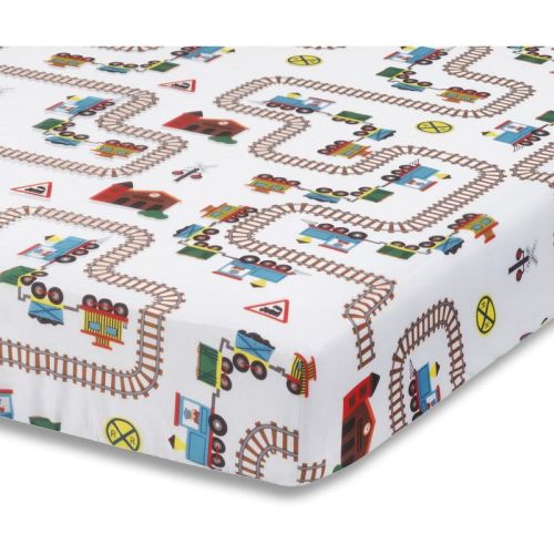 Everyday Kids Baby Boy Fitted Crib Sheet Choo Choo Train, 100% Soft Breathable Microfiber, Fits Standard Crib Mattress 28" x 52"