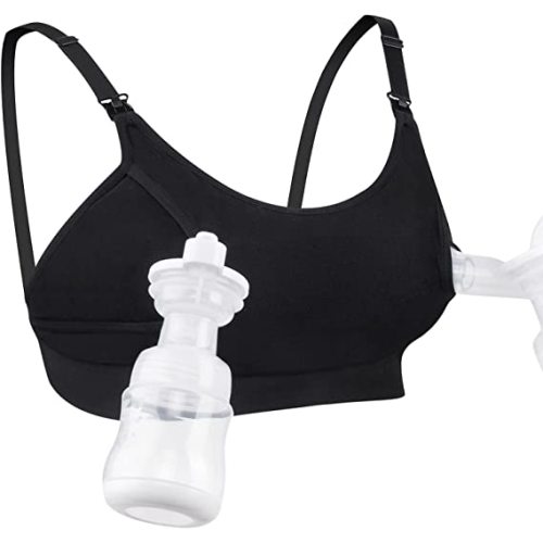 Hands Free Pumping Bra, Momcozy Adjustable Breast-Pump Holding and Nursing Bra - Large - Black