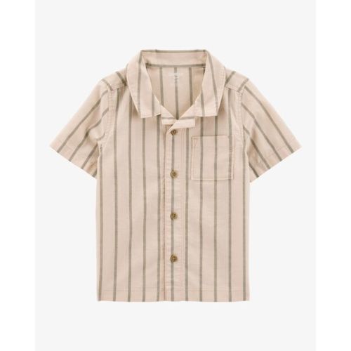 Baby Striped Button-Down Shirt - Khaki - OshKosh | Carter's