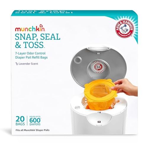 Munchkin® Arm and Hammer Diaper Pail Snap, Seal and Toss Refill Bags, Holds 600 Diapers, White 20 Count - 20 Pack