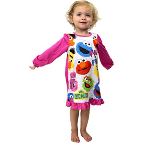 Sesame Street Toddler Girls Long Sleeve Nightgown Pajamas