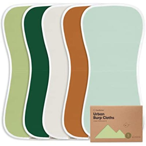 5-Pack Organic Burp Cloths for Baby Boys and Girls - Ultra Absorbent Burping Cloth, Clothes, Newborn Towel Milk Spit Up Rags Burpy Cloth Bib Unisex, Boy, Girl (Hunter)