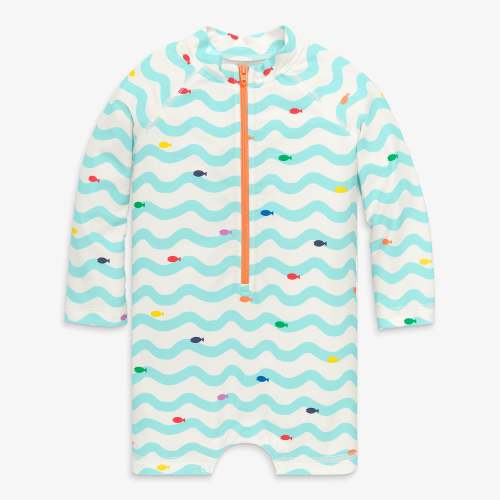 Baby one-piece rash guard in rainbow fish | Primary.com
