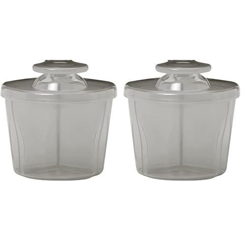 Dr. Brown's Baby Formula Dispenser with Snap-On Lid for On-The-Go Feedings,Milk Powder Dispenser for Traveling with Infant,Gray (Pack of 2)