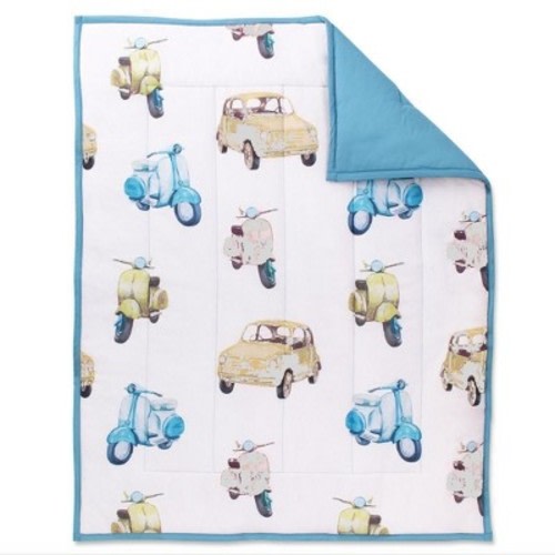 Lincove Vintage Cars Toddler Quilt - 100% Cotton Reversible Design Lightweight and Breathable Toddler Blanket 47" x 39"