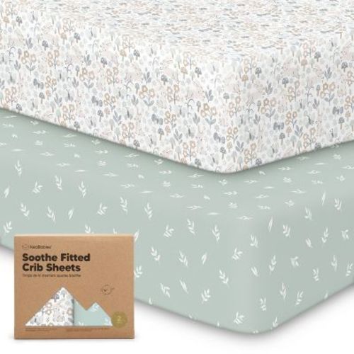 KeaBabies 2pk Soothe Fitted Crib Sheets Neutral, Organic Baby Crib Sheets, Fits Standard Nursery Baby Mattress (Prairie)